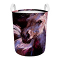 Dark Pink Horse Painting Print Round Laundry Basket