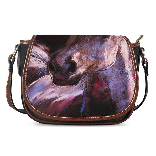 Dark Pink Horse Painting Print Saddle Bag