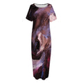 Dark Pink Horse Painting Print Short Sleeve Long Nightdress