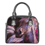 Dark Pink Horse Painting Print Shoulder Handbag