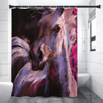 Dark Pink Horse Painting Print Shower Curtain