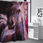 Dark Pink Horse Painting Print Shower Curtain
