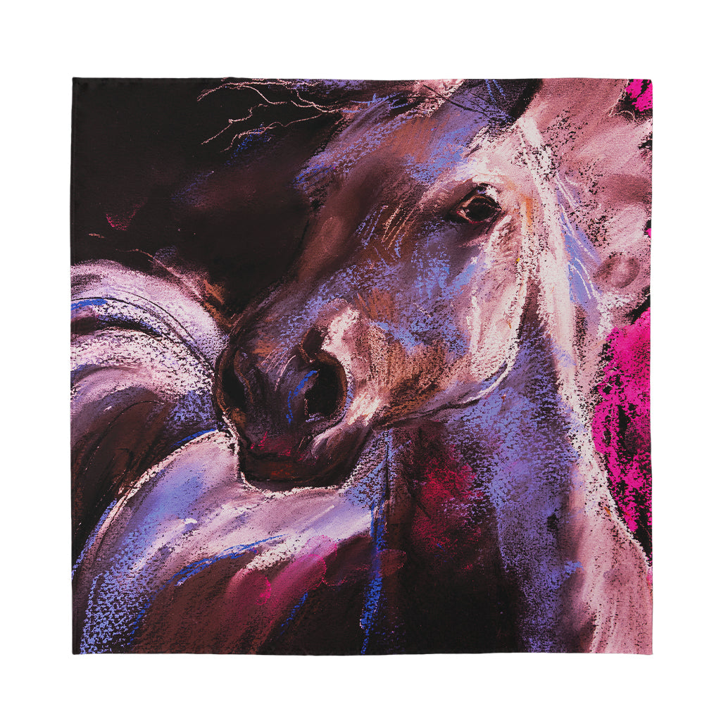Dark Pink Horse Painting Print Silk Bandana