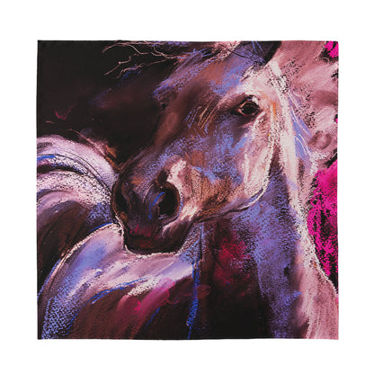 Dark Pink Horse Painting Print Silk Bandana