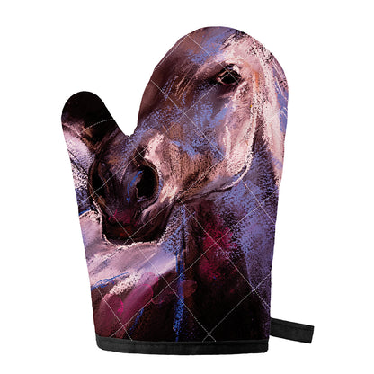 Dark Pink Horse Painting Print Single Oven Mitt