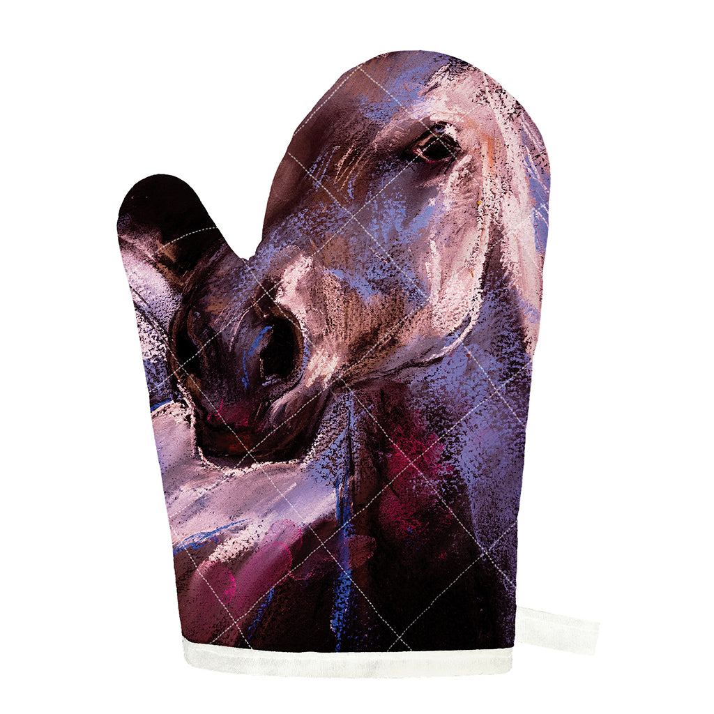 Dark Pink Horse Painting Print Single Oven Mitt