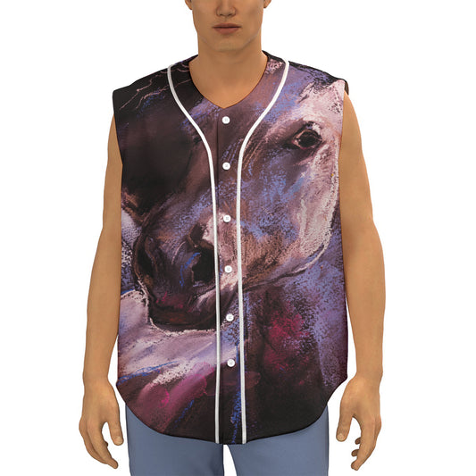 Dark Pink Horse Painting Print Sleeveless Baseball Jersey