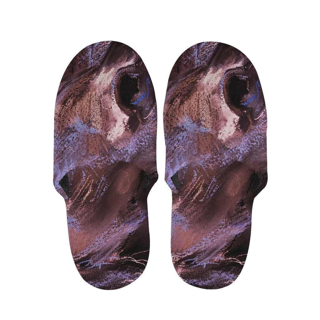 Dark Pink Horse Painting Print Slippers