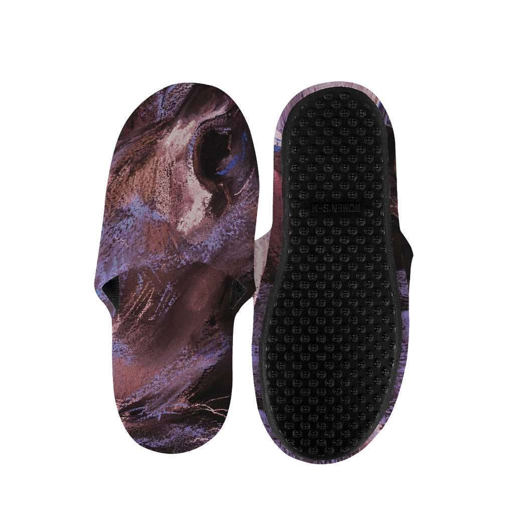 Dark Pink Horse Painting Print Slippers