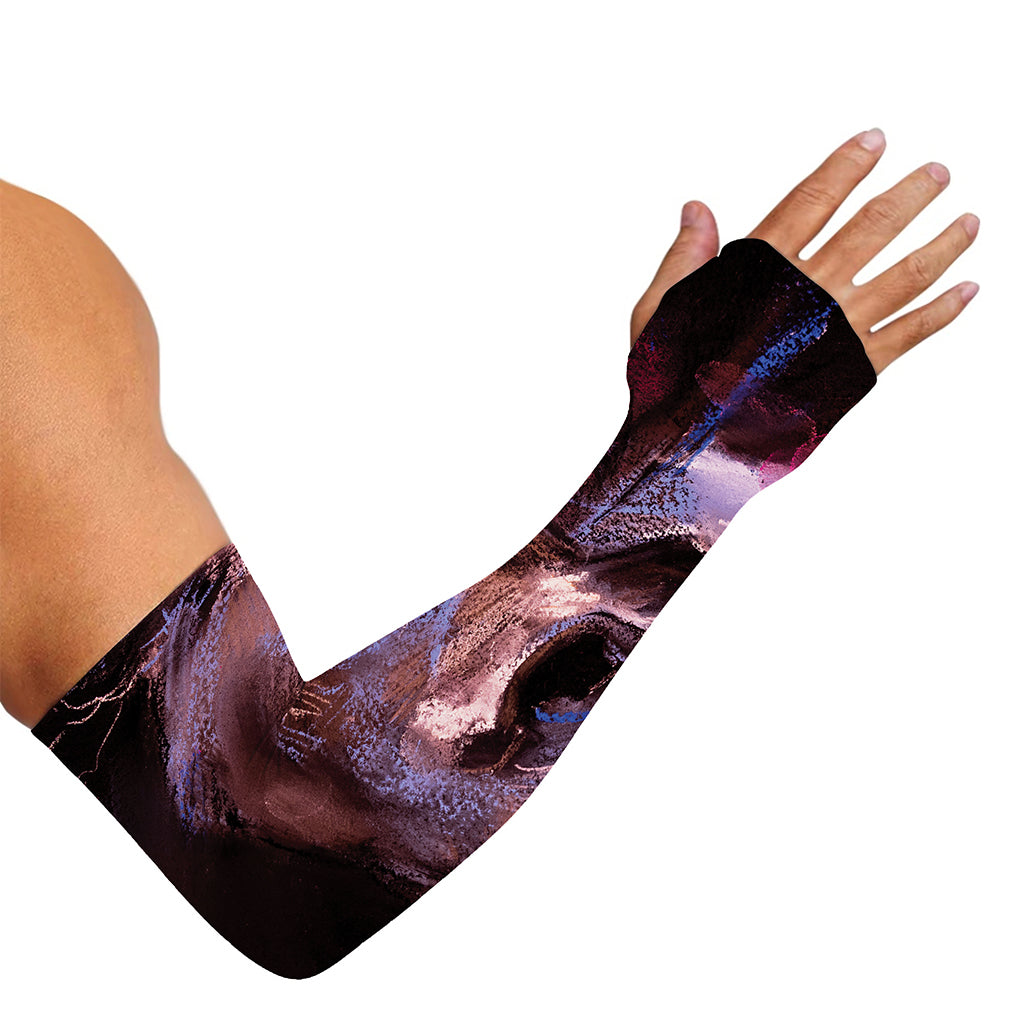 Dark Pink Horse Painting Print Sun Protection Arm Sleeves