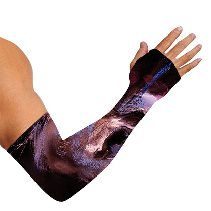 Dark Pink Horse Painting Print Sun Protection Arm Sleeves