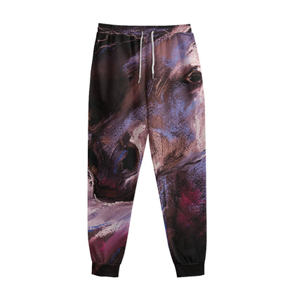 Dark Pink Horse Painting Print Sweatpants
