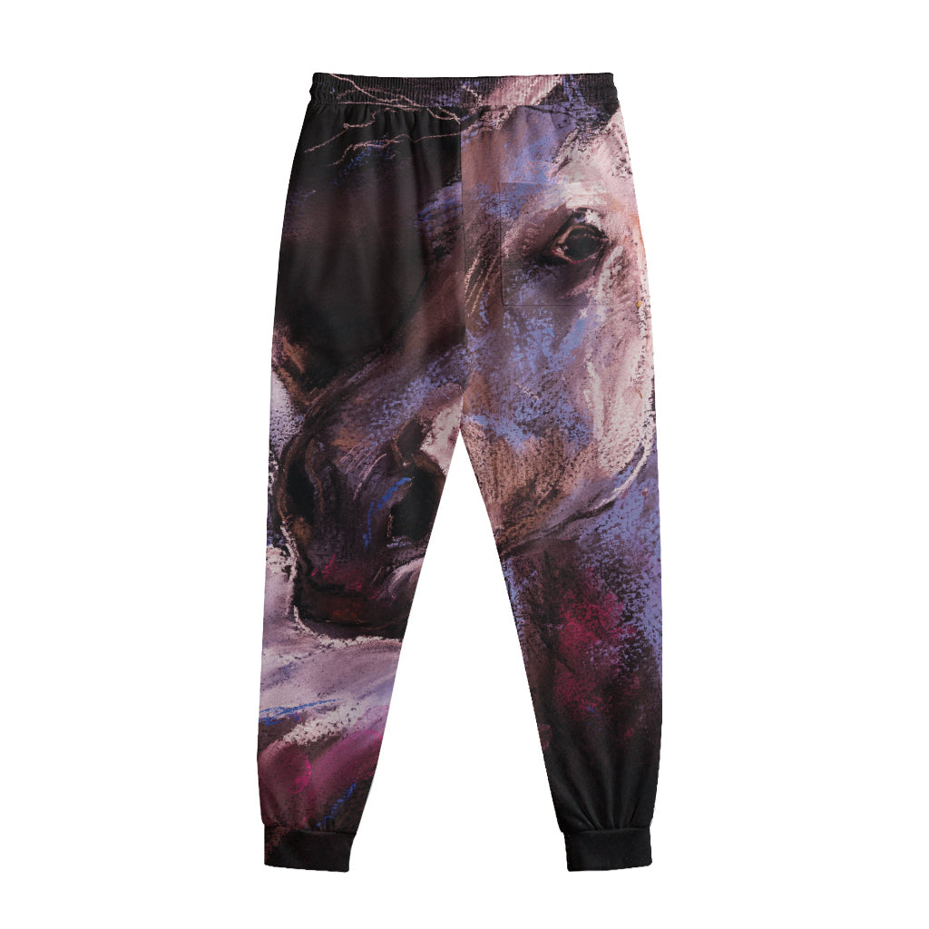 Dark Pink Horse Painting Print Sweatpants