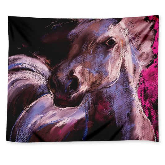 Dark Pink Horse Painting Print Tapestry