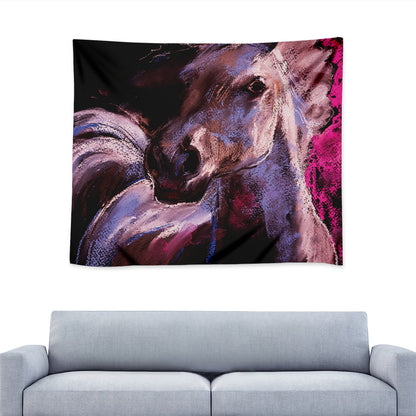 Dark Pink Horse Painting Print Tapestry