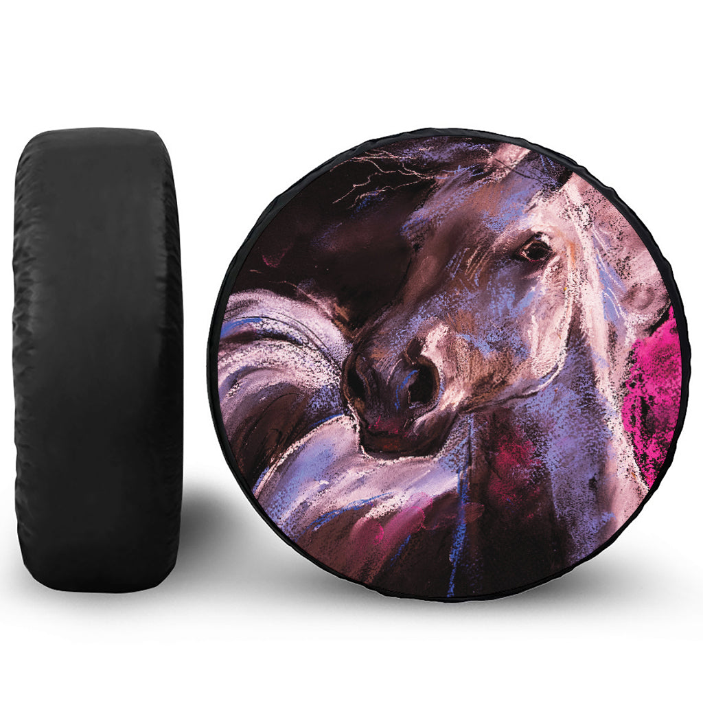 Dark Pink Horse Painting Print Tire Cover