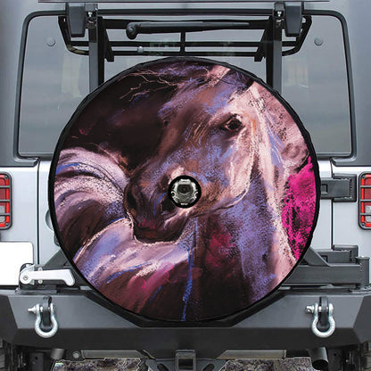 Dark Pink Horse Painting Print Tire Cover With Camera Hole