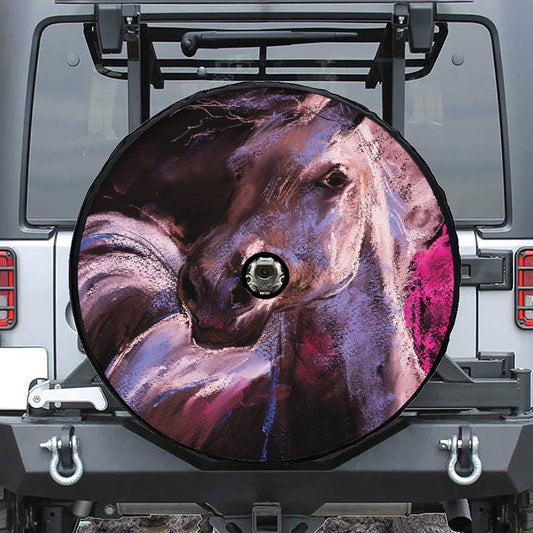 Dark Pink Horse Painting Print Tire Cover With Camera Hole