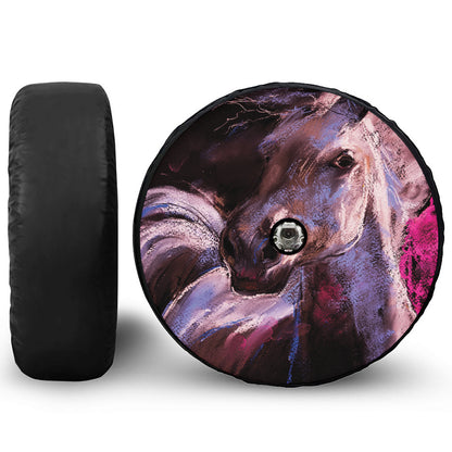 Dark Pink Horse Painting Print Tire Cover With Camera Hole