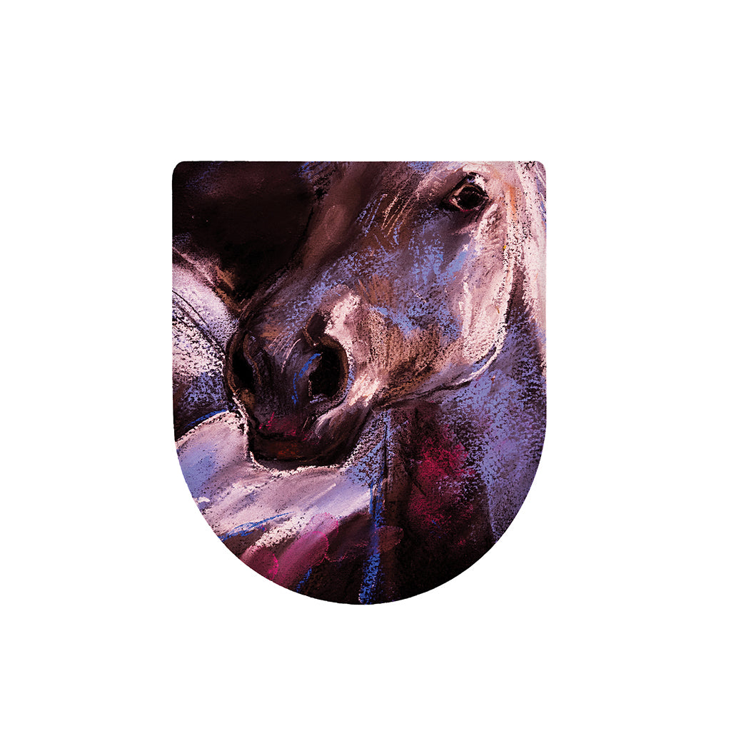 Dark Pink Horse Painting Print Toilet Lid Cover