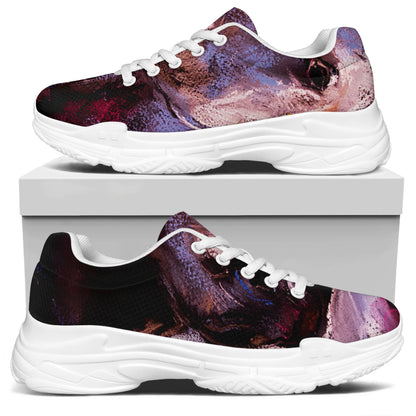 Dark Pink Horse Painting Print White Chunky Shoes