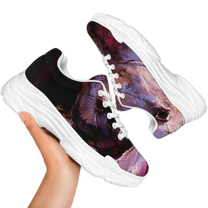 Dark Pink Horse Painting Print White Chunky Shoes