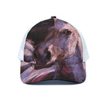 Dark Pink Horse Painting Print White Mesh Trucker Cap