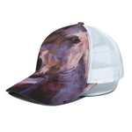 Dark Pink Horse Painting Print White Mesh Trucker Cap