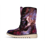 Dark Pink Horse Painting Print Winter Boots