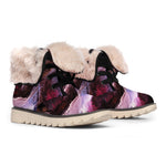 Dark Pink Horse Painting Print Winter Boots
