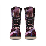 Dark Pink Horse Painting Print Winter Boots