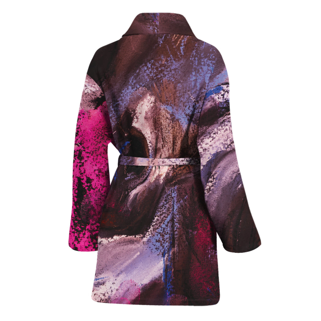 Dark Pink Horse Painting Print Women's Bathrobe