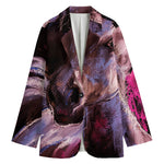 Dark Pink Horse Painting Print Women's Blazer