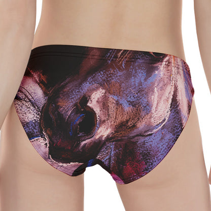 Dark Pink Horse Painting Print Women's Panties