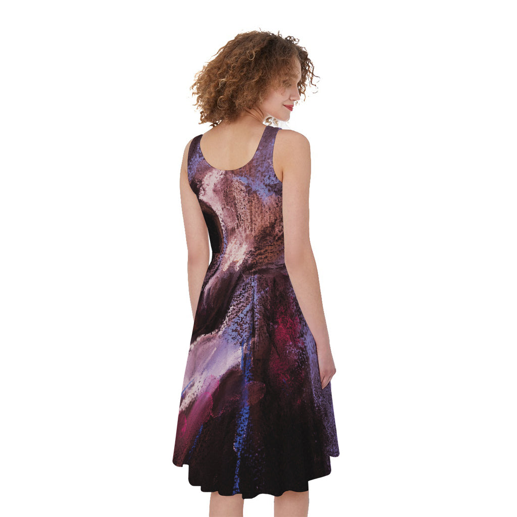 Dark Pink Horse Painting Print Women's Sleeveless Dress