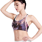 Dark Pink Horse Painting Print Women's Sports Bra