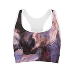 Dark Pink Horse Painting Print Women's Sports Bra