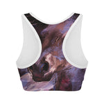 Dark Pink Horse Painting Print Women's Sports Bra