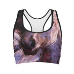 Dark Pink Horse Painting Print Women's Sports Bra