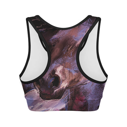 Dark Pink Horse Painting Print Women's Sports Bra