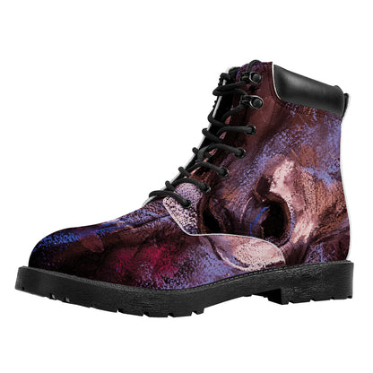 Dark Pink Horse Painting Print Work Boots