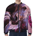 Dark Pink Horse Painting Print Zip Sleeve Bomber Jacket