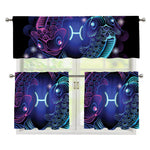 Dark Pisces Zodiac Sign Print 3 Piece Kitchen Curtains