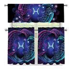 Dark Pisces Zodiac Sign Print 3 Piece Kitchen Curtains