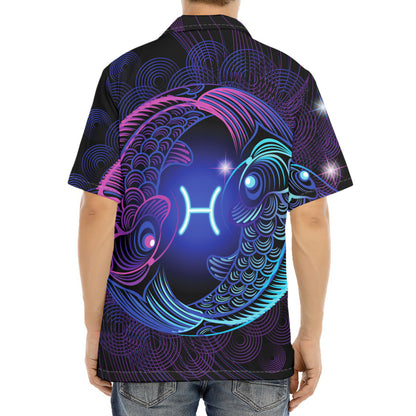 Dark Pisces Zodiac Sign Print Aloha Shirt