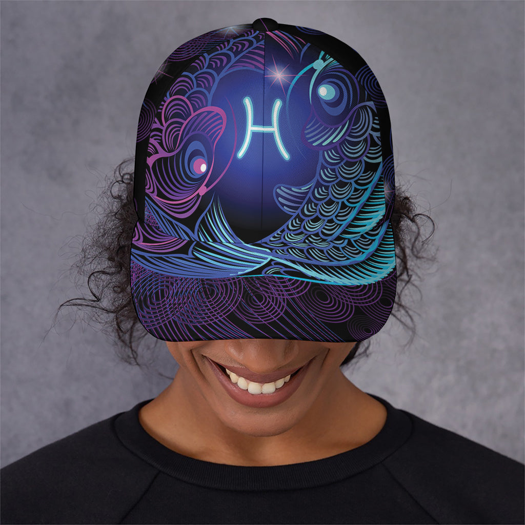 Dark Pisces Zodiac Sign Print Baseball Cap