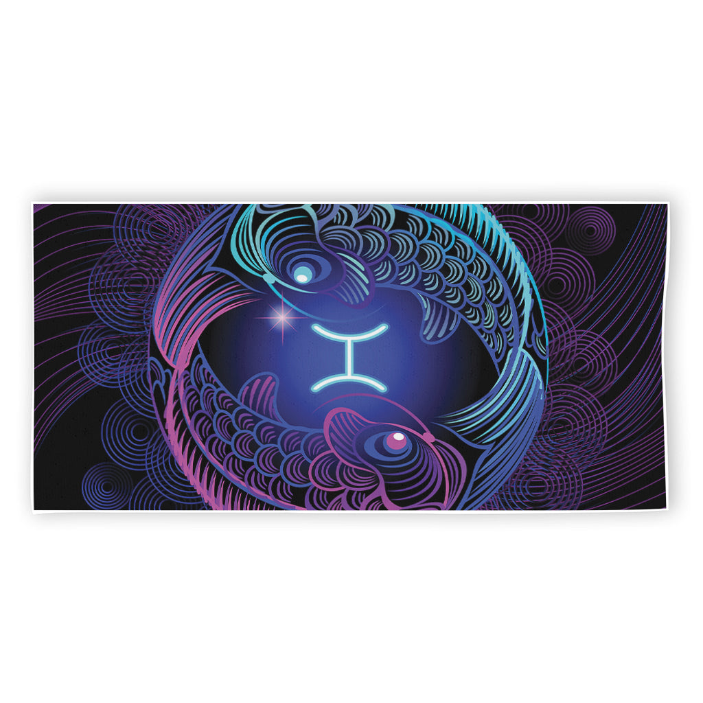 Dark Pisces Zodiac Sign Print Beach Towel