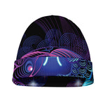 Dark Pisces Zodiac Sign Print Beanie