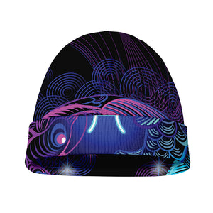 Dark Pisces Zodiac Sign Print Beanie