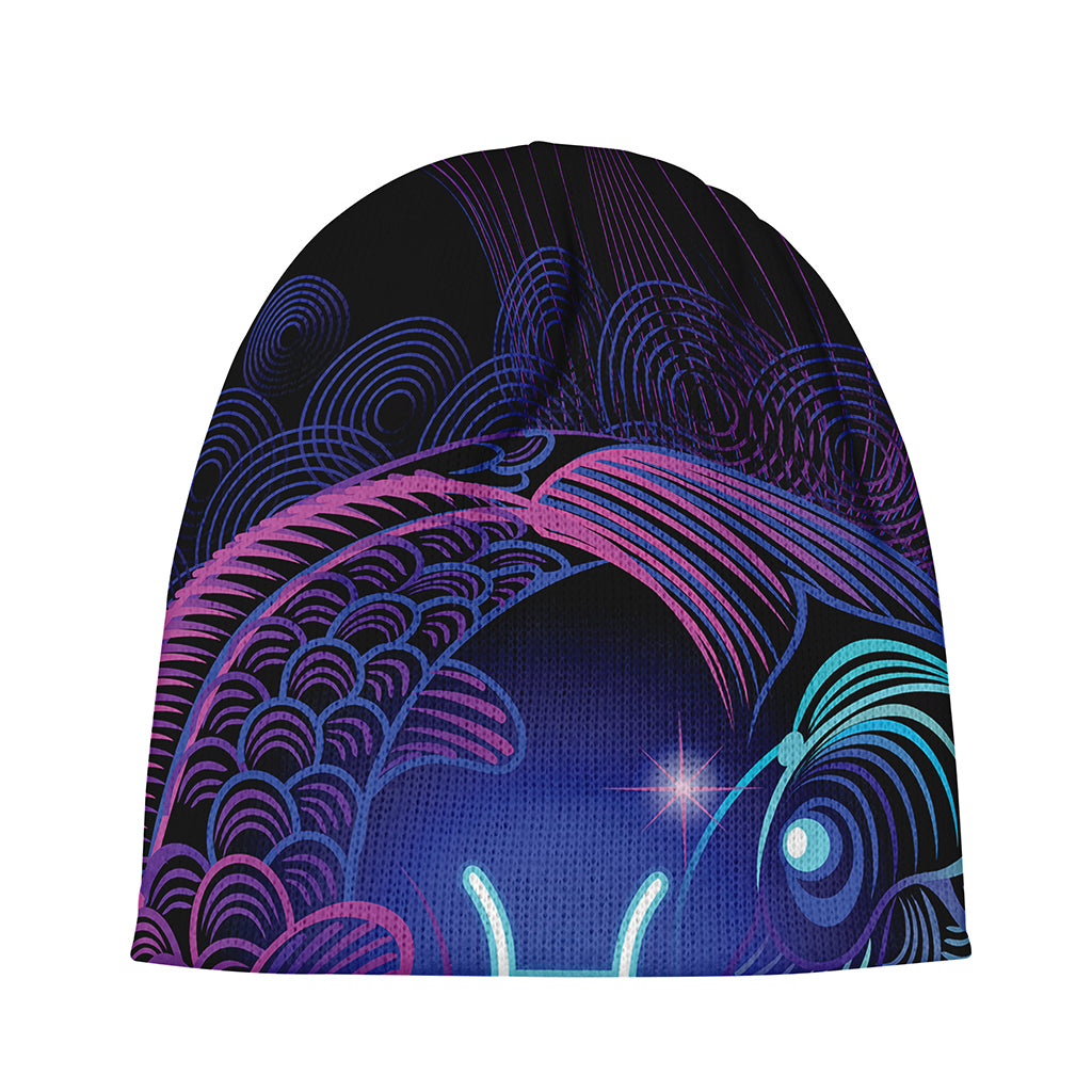 Dark Pisces Zodiac Sign Print Beanie